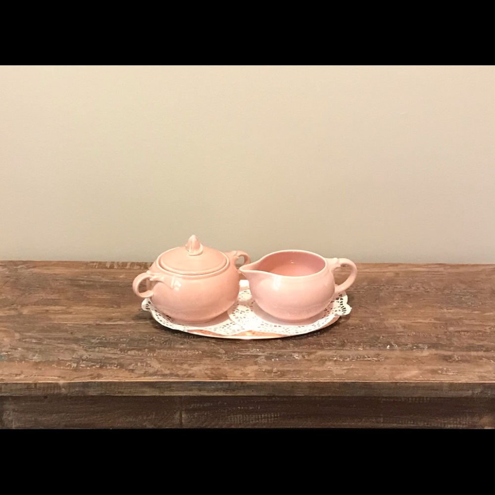 TS&T Lu-Ray Pastels Creamer & Sugar Bowl W Lid